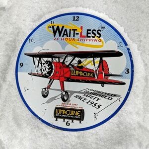 Biplane wait less Red and Blue Vintage Wall Clock decor